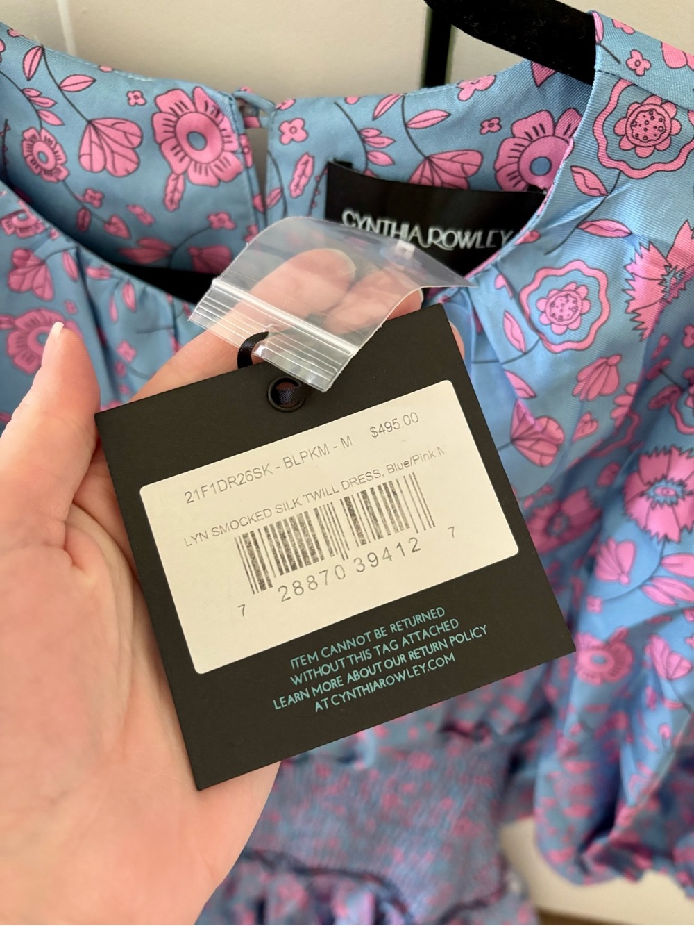 Cynthia Rowley Smocked Silk Twill Dress - Picture 8 of 8